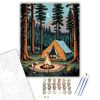 Éjszakai Táborozás Fenyvesben - számfestő készlet - Számfestő.hu - 60×70cm - keret nélkül