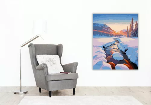 Havas Mező Napfelkeltével - számfestő készlet - Számfestő.hu - 80×100cm - keret nélkül