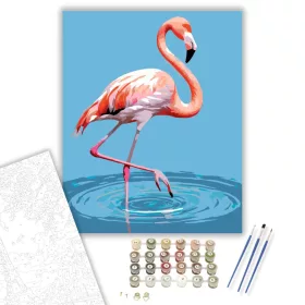 Kecses Flamingó a Sekély Vízben - számfestő készlet - Számfestő.hu - 40×50cm - keret nélkül