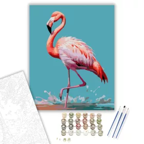 Elegáns Flamingó a Sekély Vízben - számfestő készlet - Számfestő.hu - 40×50cm - keret nélkül