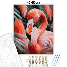 Flamingó Közeli Pillantás - számfestő készlet - Számfestő.hu - 40×50cm - Keret nélkül