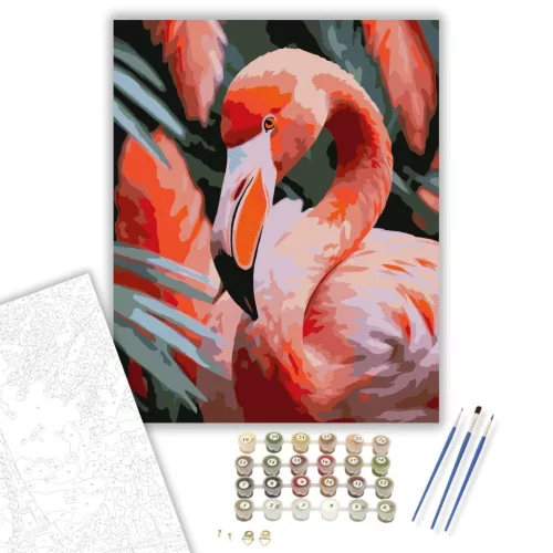 Flamingó Közeli Pillantás - számfestő készlet - Számfestő.hu - 40×50cm - keretre feszítve