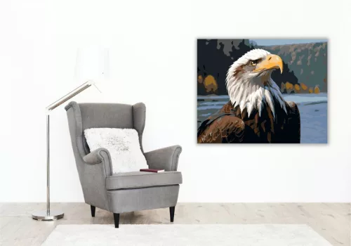Sas a Folyóparton - számfestő készlet - Számfestő.hu - 50×60cm - keretre feszítve