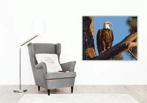 Sas a Magas Fenyőn - számfestő készlet - Számfestő.hu - 50×60cm - keretre feszítve