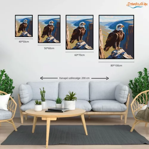 Fiatal Sas a Sziklás Kilátón - számfestő készlet - Számfestő.hu - 40×50cm - Keret nélkül