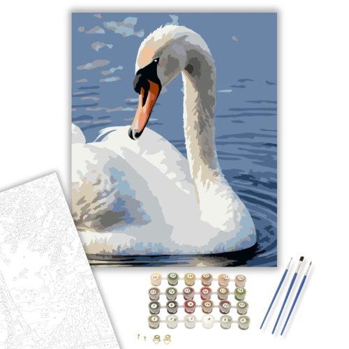 Hattyú a Hullámzó Vízfelszínen - számfestő készlet - Számfestő.hu - 50×60cm - keret nélkül