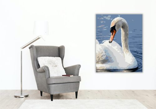 Hattyú a Hullámzó Vízfelszínen - számfestő készlet - Számfestő.hu - 40×50cm - keret nélkül