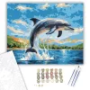 Ugró Delfin a Napfényben - számfestő készlet - Számfestő.hu - 40×50cm - keret nélkül