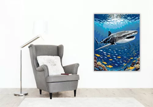 Óriáscápa a Korallzátonynál - számfestő készlet - Számfestő.hu - 40×50cm - keret nélkül