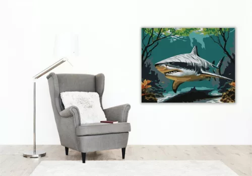 Bikacápa a Mangrove Erdőnél - számfestő készlet - Számfestő.hu - 50×60cm - keretre feszítve