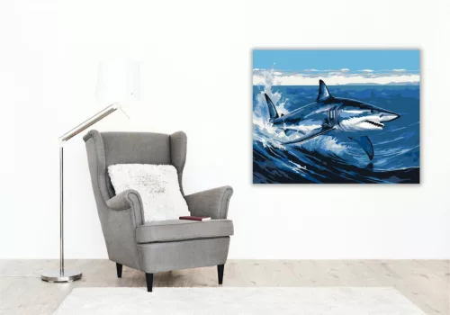 Fürge Mako Cápa - számfestő készlet - Számfestő.hu - 50×60cm - keret nélkül