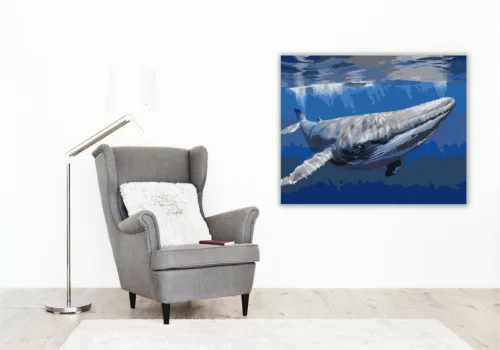 Óceán Alatt Úszó Bálna - számfestő készlet - Számfestő.hu - 80×100cm - keret nélkül