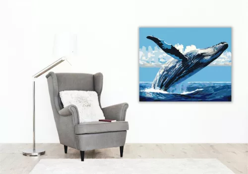 Felszínre Emelkedő Bálna - számfestő készlet - Számfestő.hu - 50×60cm - keret nélkül
