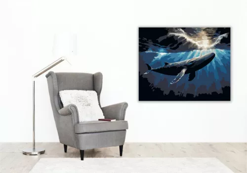 Napfényben Fürdő Bálna - számfestő készlet - Számfestő.hu - 50×60cm - keretre feszítve