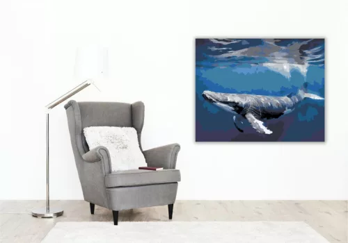Humpback Bálna a Tiszta Víz Alatt - számfestő készlet - Számfestő.hu - 80×100cm - keretre feszítve