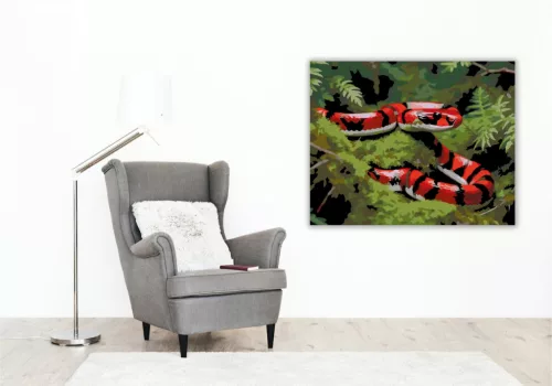 Színes Kígyó a Mohás Erdőben - számfestő készlet - Számfestő.hu - 40×50cm - keretre feszítve