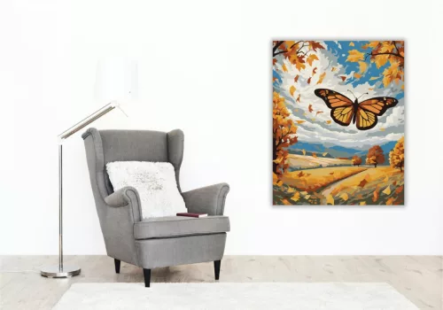 Monarch Pillangó Őszi Tájon - számfestő készlet - Számfestő.hu - 40×50cm - keret nélkül