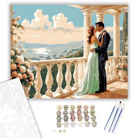 Csók a Virágos Erkélyen - számfestő készlet - Számfestő.hu - 40×50cm - keret nélkül