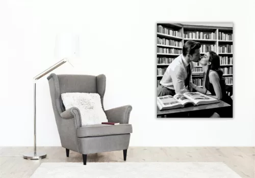 Titkos Csók a Könyvtárban - számfestő készlet - Számfestő.hu - 80×100cm - keret nélkül