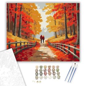 Szerelmespár Őszi Erdőben - számfestő készlet - Számfestő.hu - 40×50cm - keret nélkül