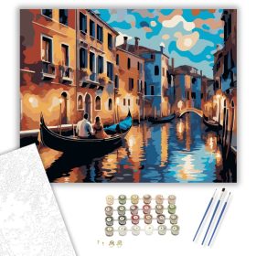 Szerelmespár Velencei Gondolán - számfestő készlet - Számfestő.hu - 40×50cm - keret nélkül