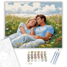 Szerelmespár a Vadvirágos Mezőn - számfestő készlet - Számfestő.hu - 40×50cm - keret nélkül