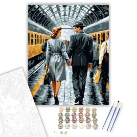 Szerelmespár Kézfogás a Pályaudvaron - számfestő készlet - Számfestő.hu - 40×50cm - keret nélkül