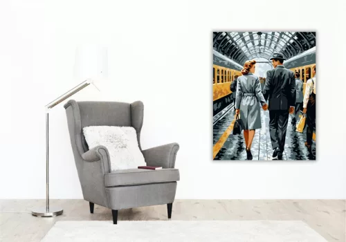 Szerelmespár Kézfogás a Pályaudvaron - számfestő készlet - Számfestő.hu - 40×50cm - keret nélkül