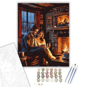 Romantikus Est Kandallóval - számfestő készlet - Számfestő.hu - 40×50cm - keret nélkül