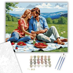 Piknikező Szerelmespár - számfestő készlet - Számfestő.hu - 40×50cm - keret nélkül