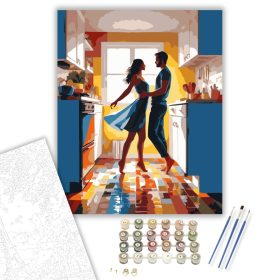 Táncoló Szerelmesek a Konyhában - számfestő készlet - Számfestő.hu - 40×50cm - keret nélkül