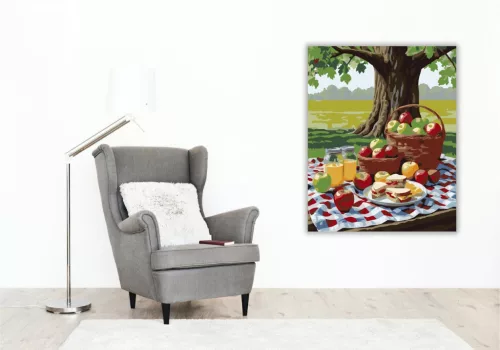 Piknik az Öreg Tölgy Árnyékában - számfestő készlet - Számfestő.hu - 60×70cm - keretre feszítve