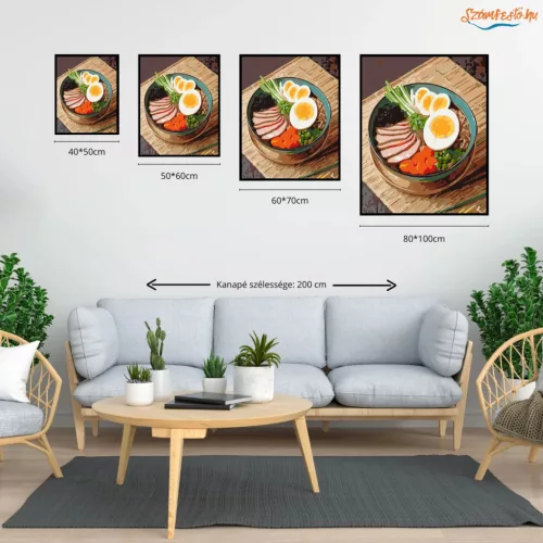 Gőzölgő Ramen Tál Színes Feltétekkel - számfestő készlet - Számfestő.hu - 40×50cm - Keret nélkül