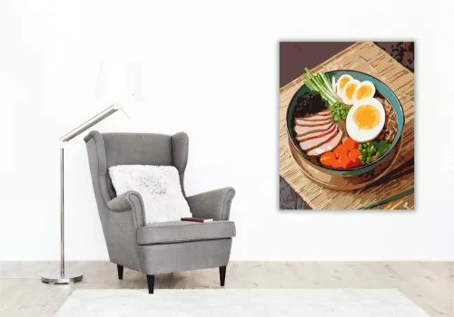 Gőzölgő Ramen Tál Színes Feltétekkel - számfestő készlet - Számfestő.hu - 40×50cm - Keret nélkül
