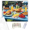 Nyári Grillparti Piknikasztalon - számfestő készlet - Számfestő.hu - 50×60cm - keretre feszítve