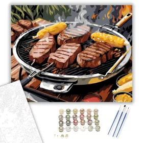 Grillezett Steakek és Kukorica - számfestő készlet - Számfestő.hu - 40×50cm - keret nélkül