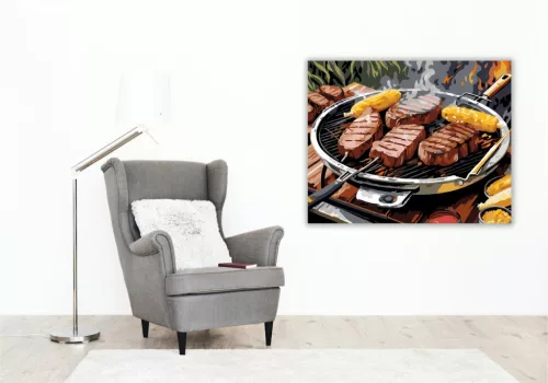 Grillezett Steakek és Kukorica - számfestő készlet - Számfestő.hu - 80×100cm - keretre feszítve