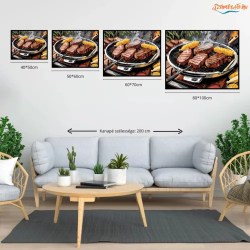 Grillezett Steakek és Kukorica - számfestő készlet - Számfestő.hu - 40×50cm - Keret nélkül