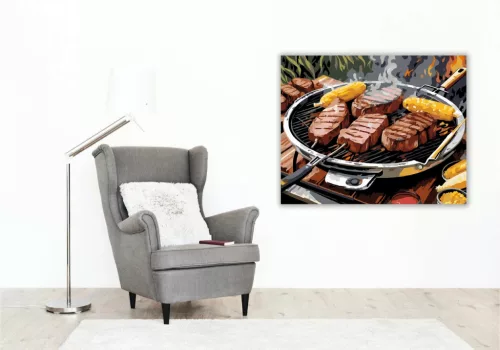 Grillezett Steakek és Kukorica - számfestő készlet - Számfestő.hu - 40×50cm - Keret nélkül