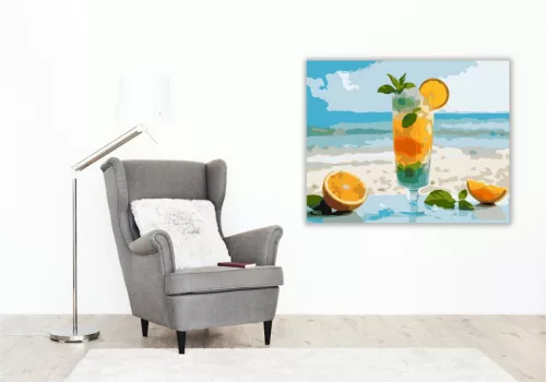 Nyári Koktél Tengerparti Hangulatban - számfestő készlet - Számfestő.hu - 60×70cm - keret nélkül