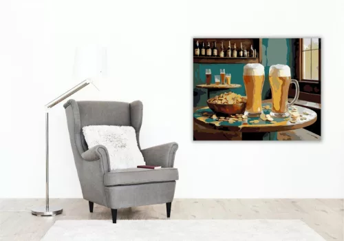 Koccintás Söröskorsókkal és Sós Rágcsálnivalókkal - számfestő készlet - Számfestő.hu - 60×70cm - keret nélkül