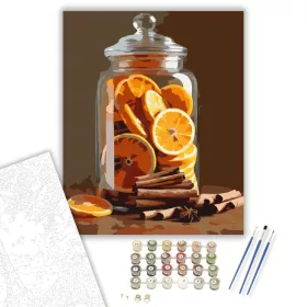 Szárított Citrusok és Fűszerek Üvegben - számfestő készlet - Számfestő.hu - 40×50cm - keret nélkül