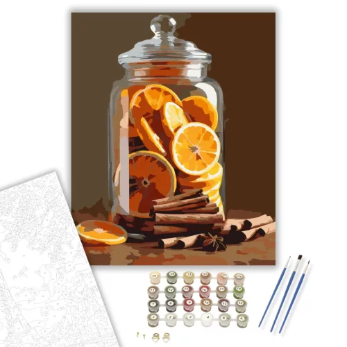 Szárított Citrusok és Fűszerek Üvegben - számfestő készlet - Számfestő.hu - 40×50cm - keret nélkül