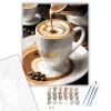Gőzölgő Espresso Fehér Csészében - számfestő készlet - Számfestő.hu - 40×50cm - keret nélkül
