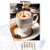 Gőzölgő Espresso Fehér Csészében - számfestő készlet - Számfestő.hu - 40×50cm - Keret nélkül