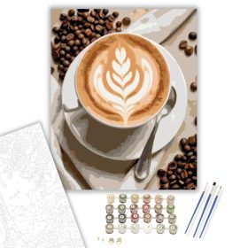 Latte Art Kávécsésze - számfestő készlet - Számfestő.hu - 40×50cm - keret nélkül