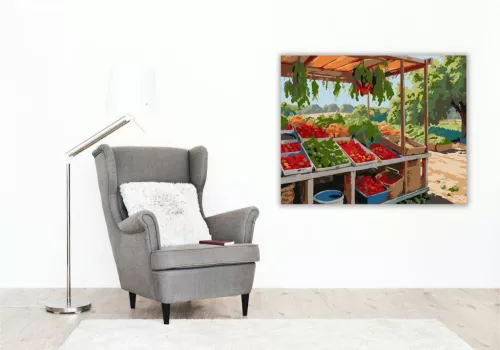 Színes Termények a Piacon - számfestő készlet - Számfestő.hu - 40×50cm - keret nélkül