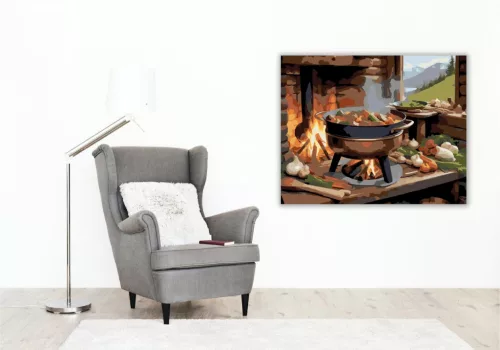 Ragu Készítése Kandalló Tüzénél - számfestő készlet - Számfestő.hu - 40×50cm - keret nélkül