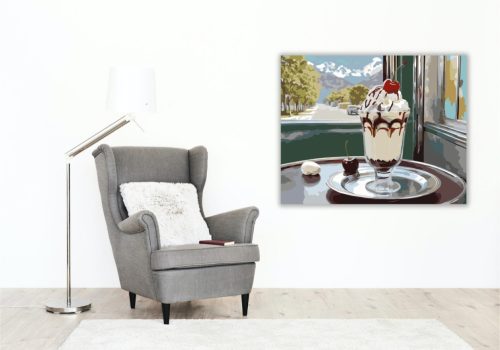 Retro Fagylaltkehely Cseresznyével - számfestő készlet - Számfestő.hu - 80×100cm - keret nélkül