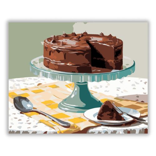 Csokoládétorta Üveg Tálon - Számfestő.hu
